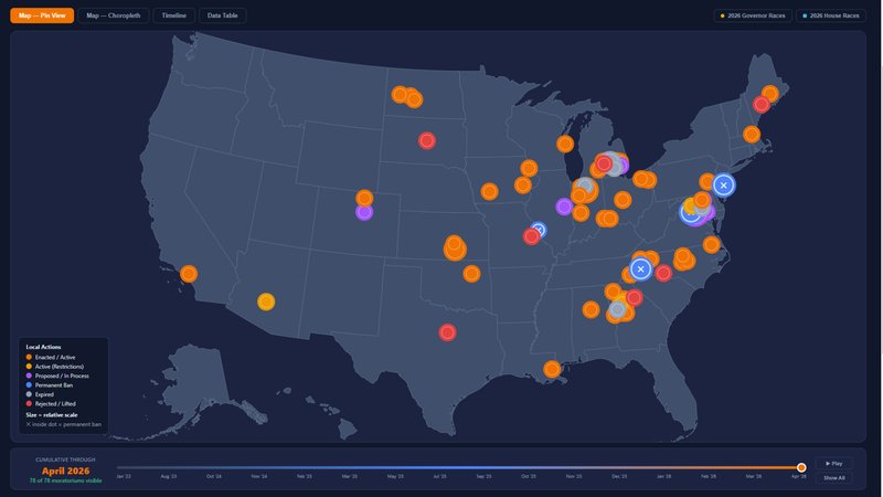 USA: 69 giurisdizioni bloccano nuovi data center AI, 4 divieti permanenti