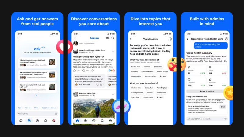 Meta introduce Forum: una nuova app per i Gruppi Facebook con funzionalità AI